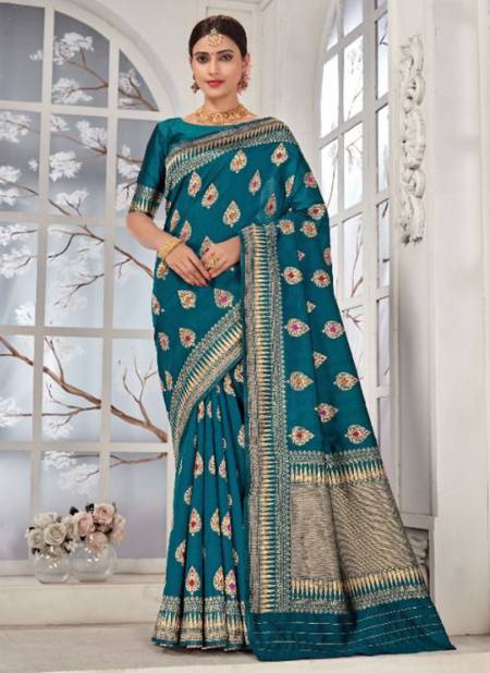 Sea Blue Colour Madhuram Monjolika New Latest Ethnic Wear Designer Silk Saree Collection 4705